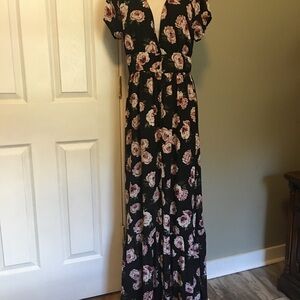 Charlotte Russe Black and Pink Maxi Dress